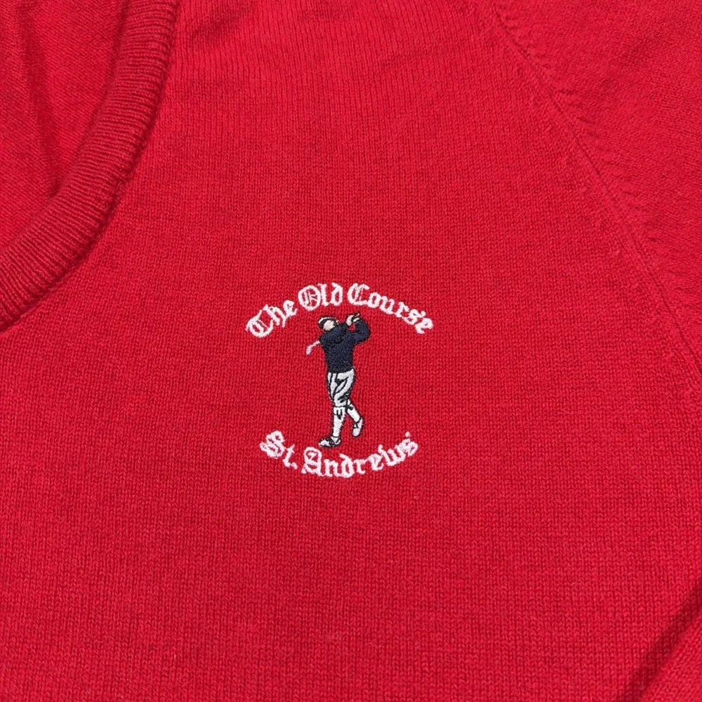 Vintage The Old Course St Andrews V Neck Sweater 90s Clan Royal Size Large - Picture 2 of 7